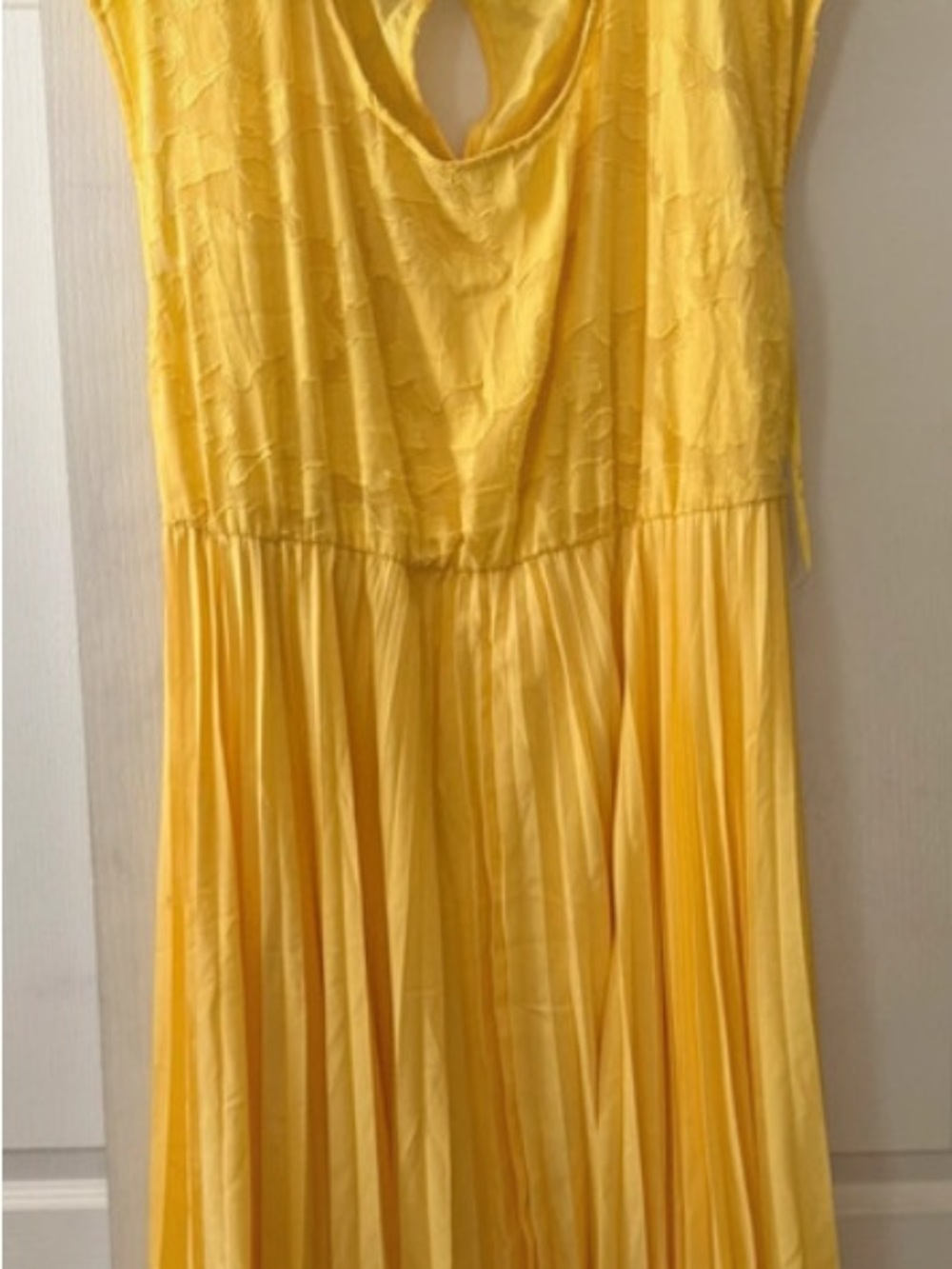 Lane Bryant Bright Yellow Midi Dress with Pleated Skirt